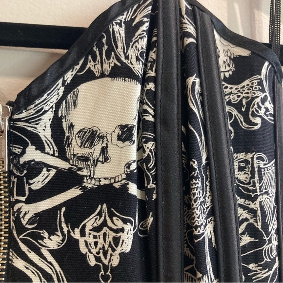 SHIRLEY OF HOLLYWOOD Sz 32 Boning Lace Up Zipper Closure Skull Corset Bustier - Picture 4 of 10